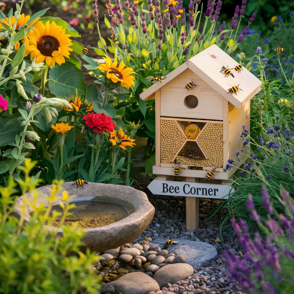 Jardin fleuri avec massifs de fleurs colorées attirant les papillons